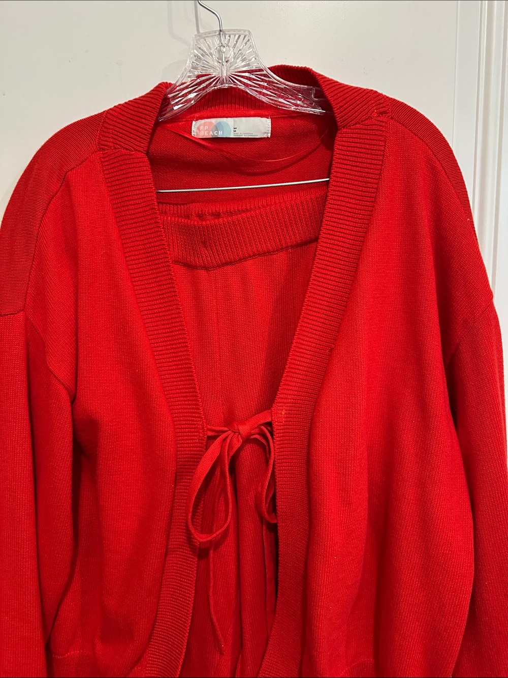 Free People Red Tie-Front sweater set. Size medium